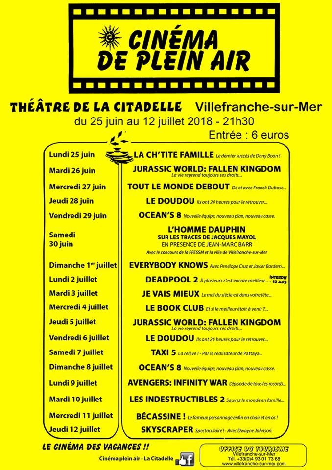 programmation cinéma plein air nice villefranche sur mer