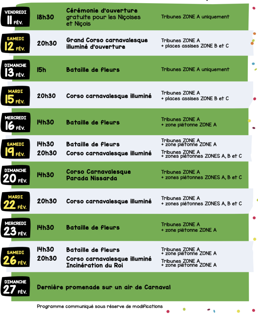 programme carnaval nice 2022