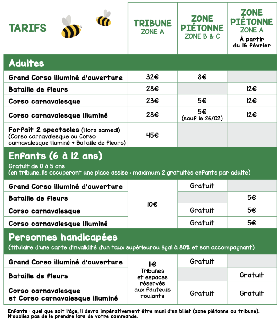 tarifs carnaval de nice 2022